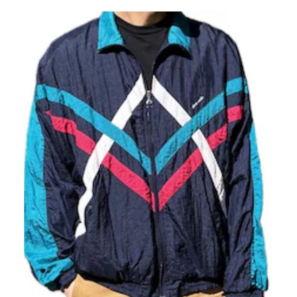 Vintage Bill Blass Tracksuit Jacket Mens Medium 90s Colorblock Full Zip